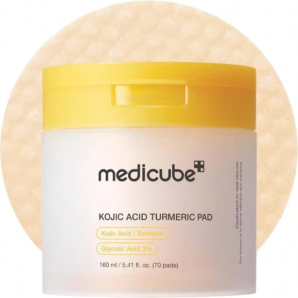 Medicube Kojic Acid Turmeric Clarifying Toner Pad For Troubled Skin & Use After Spot Care | Soothing & Calming With Kojic Acid, Turmeric, Niacinamide,