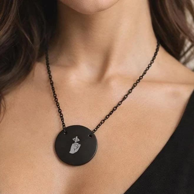 Minimalist Engraved Stainless Steel Silence Symbol Necklace