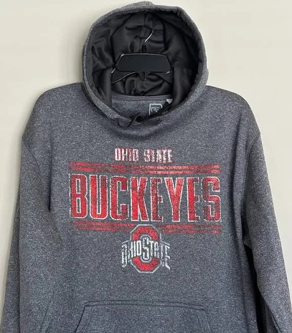 Ohio State Buckeyes Men’s Hoodie Gray Adult Hooded Sweatshirt Osu
