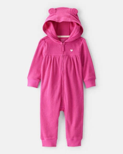 Carter's Baby Girl Hooded Heart Long-Sleeve Thermal Jumpsuit