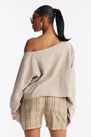 Keep It Cute Off Shoulder Sweatshirt - Stone | Fashion Nova