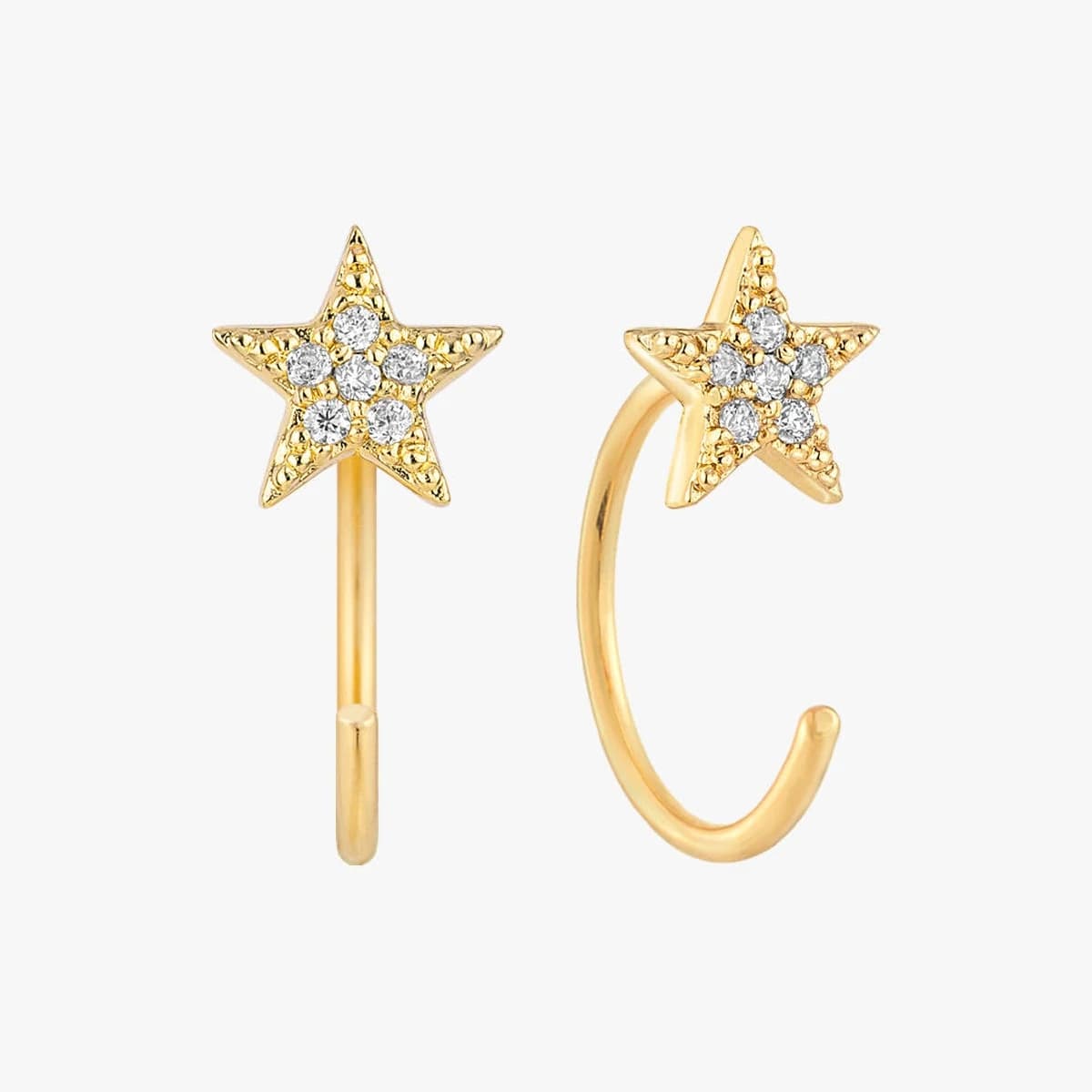 Pave Star Huggie Earrings