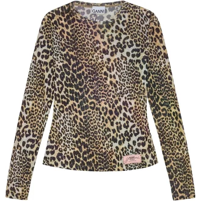Ganni Leopard Print Top