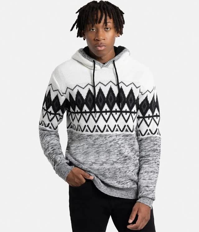 XRAY Jeans X RAY Men's Colorblocked Pattern Hooded Sweater