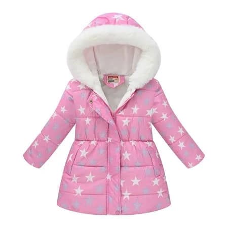 Enjocho Children's Tie Dye Printed Woolen Collar Hooded Coat