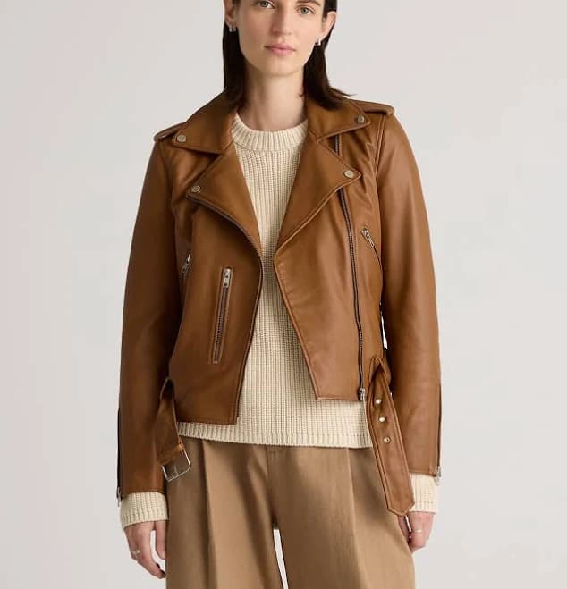 Quince Women's Leather Motorcycle Jacket