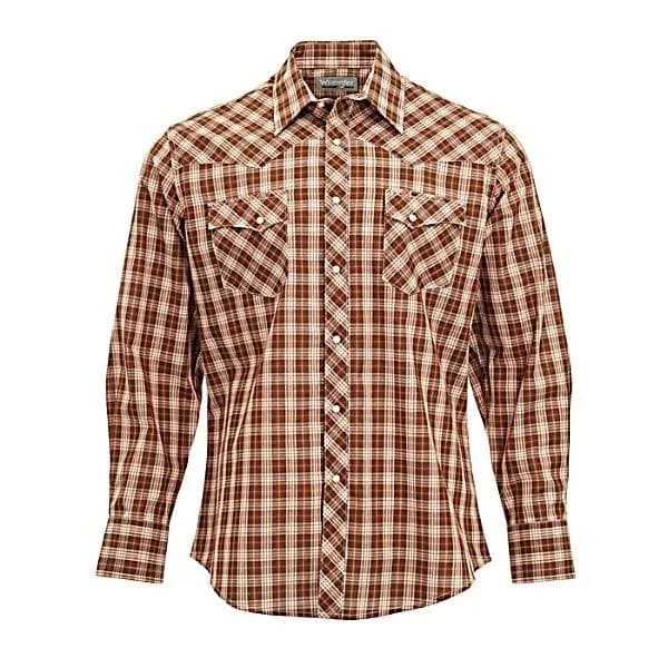 Wrangler Men's Wrancher Plaid Long-Sleeve Button-Down Shirt
