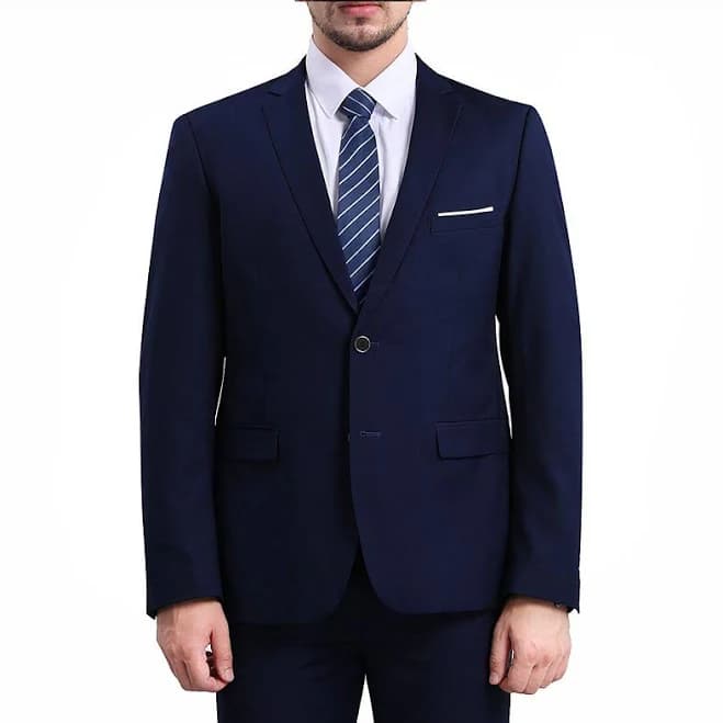 Men's Notch Lapel Two-button Business Suit Jacket, Size: Small, Navy Blue