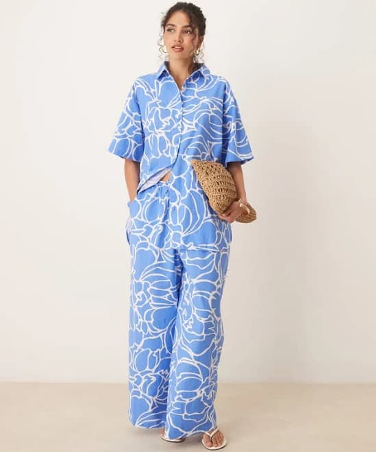 ASOS Wide Leg Abstract Print Pants