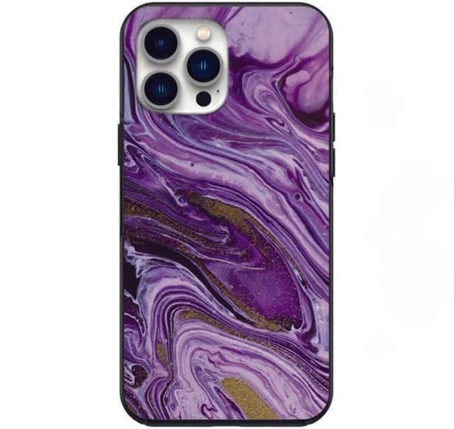 Marble Purple & Gold Swirl Design Phone Case for iPhone 7 8 X XS XR SE 11 12 13 | For Apple