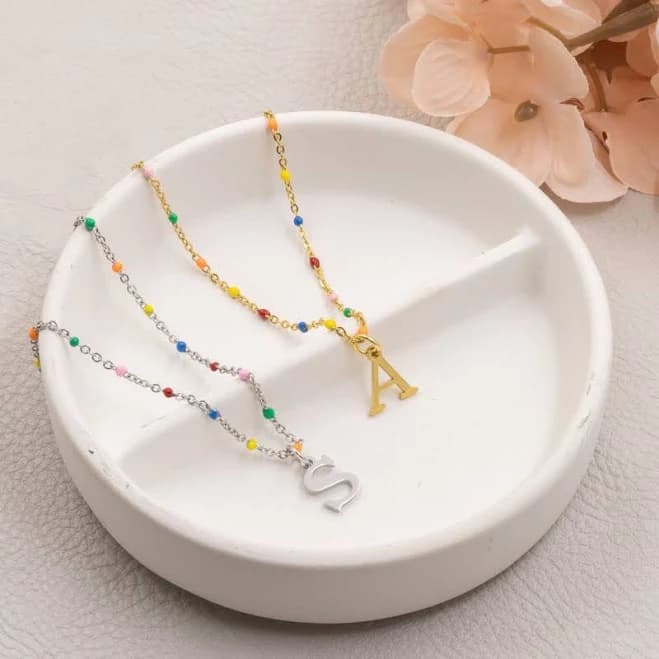 Little Girl Seed Bead Initial Necklace