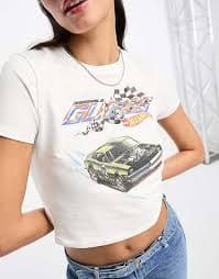 GUESS Originals hot wheels cropped tee in white | ASOS