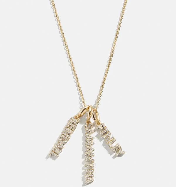 BaubleBar Mini Pave Block Cluster Custom Nameplate Necklace