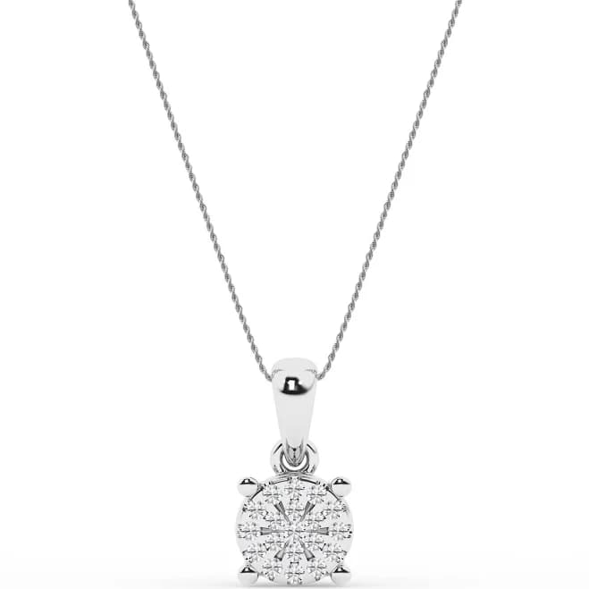 Macy's Women's Sterling Silver Diamond Cluster Pendant Necklace