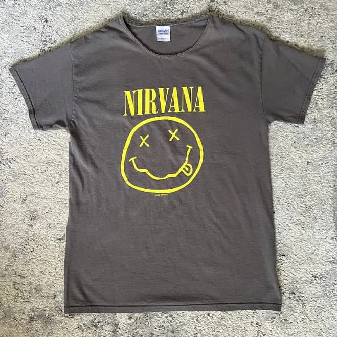 Nirvana Vintage T-shirt 1992 Band Tee Gray Medium Gildan Grunge
