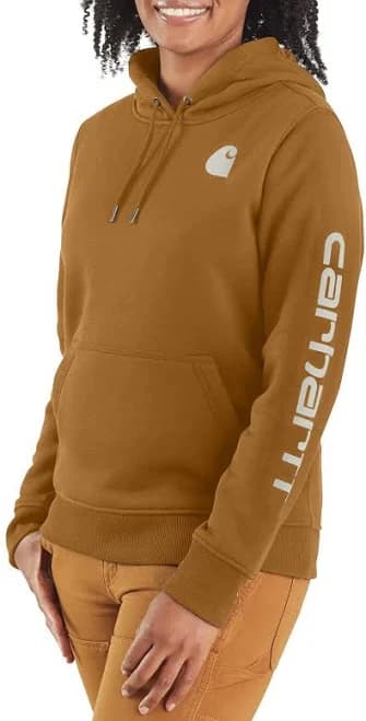 Carhartt Women's Relaxed Fit Midweight Logo Sleeve Graphic Hoodie
