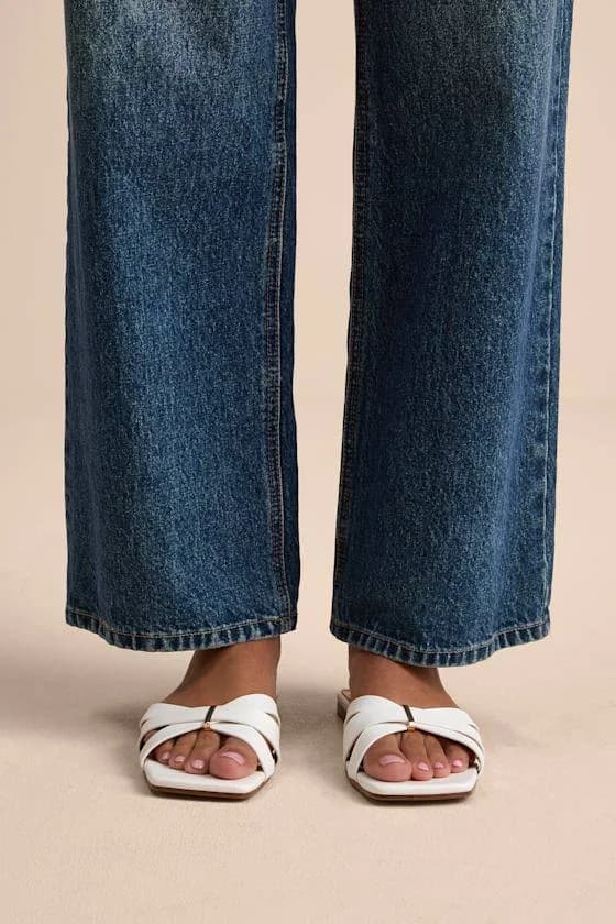 Lulus Saylor Strappy Flat Slide Sandals Womens