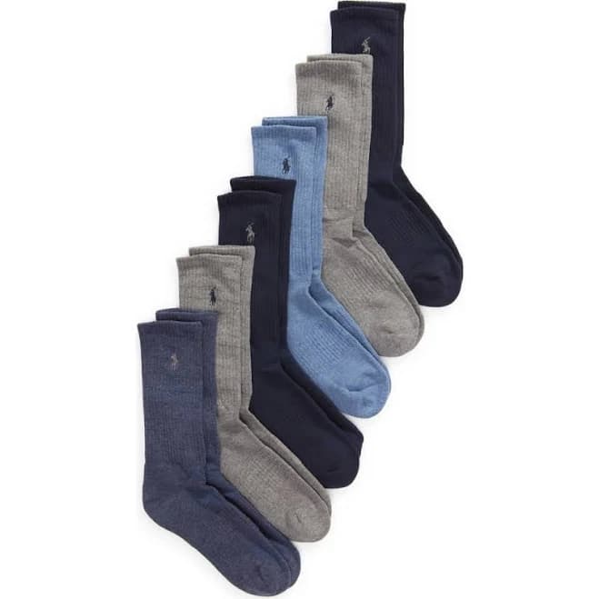 Polo Ralph Lauren Men's 6-Pack Moisture Wicking Mesh Crew Socks