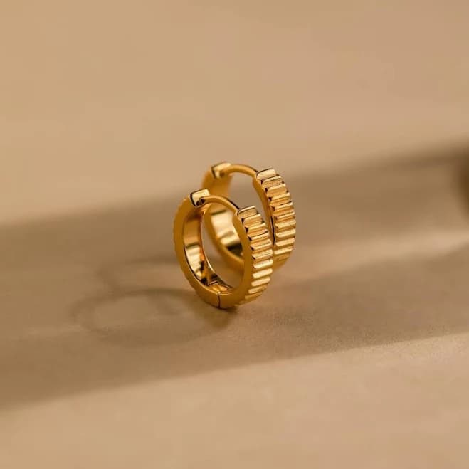 Caitlyn Minimalist Chunky Ribbed Huggie Hoop Earrings