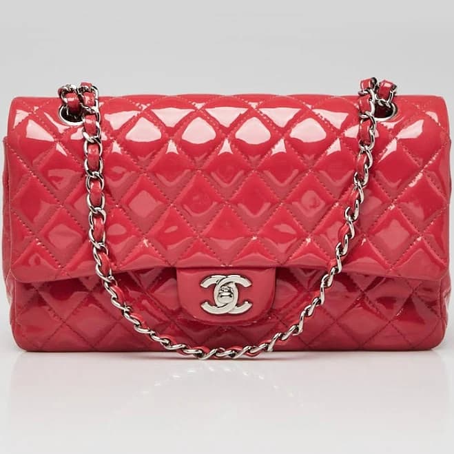 CHANEL Quilted Patent Leather Classic Double Flap Bag