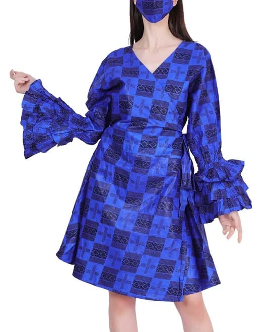 Mid-Length Ankara Wrap Dress 1621