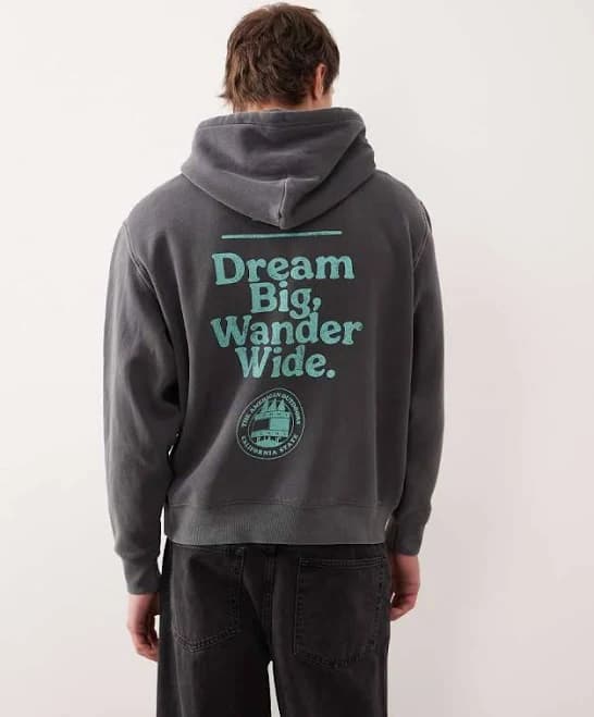 Tommy Jeans relaxed graphic chest logo hoodie in washed black