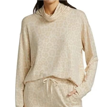 Splendid Women's Leopard Print Cowl Neck Sweatshirt