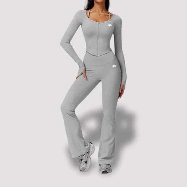Dry Soft Flare Yoga Pants with Zip-Up Jacket