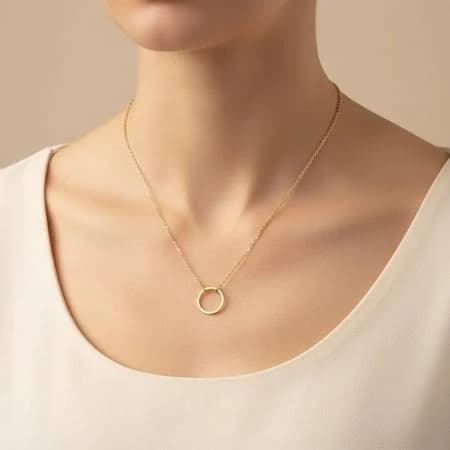 14K Gold Plated Adjustable Circle Pendant Necklace