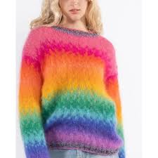 Rose Carmine | Sweaters | New Rose Carmine Crazy Rainbow Tiedye Mohair Wool Sweater Size | Poshmark