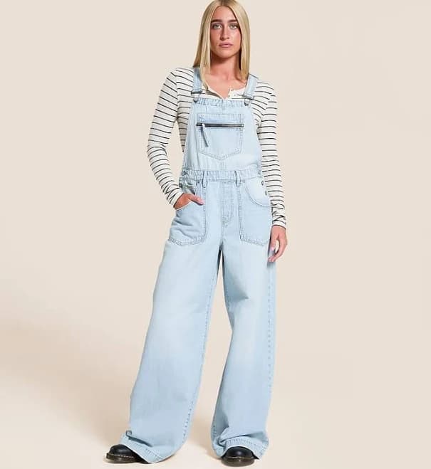 Hidden Jeans Women's Cotton Dylan Ultra Wide Leg Denim Overalls