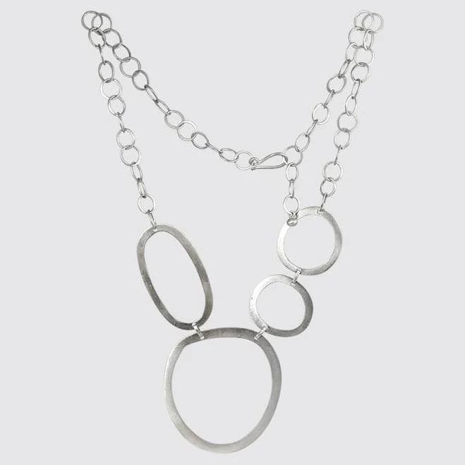 Sterling Silver Hammered Cut-Out Circles Necklace