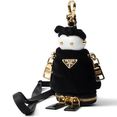 Prada Soft Robot Velvet Bag with Charm and Shoulder Strap