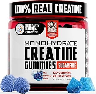 Old School Labs 5000mg Creatine Monohydrate Gummies, Optimized for Men and Women, Supports Lean Muscles & Recovery, Energy & Stamina - Real Creatine and Third Party Tested, 30 Servings, 120 Ct