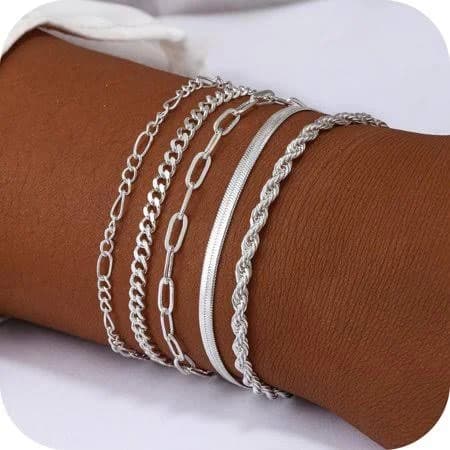 Dainty Multi-Layered Silver Plated Bracelet