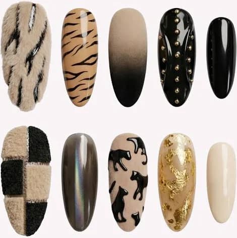 Midnight Roar: Luxury Press-On Nails – Handora’s Savage Glam XS / Almond