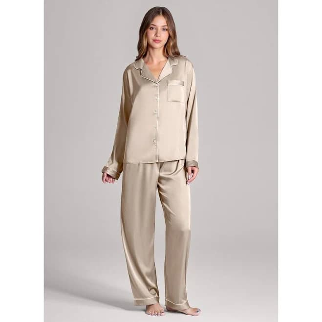 Azazie Long Sleeve Satin Pajamas