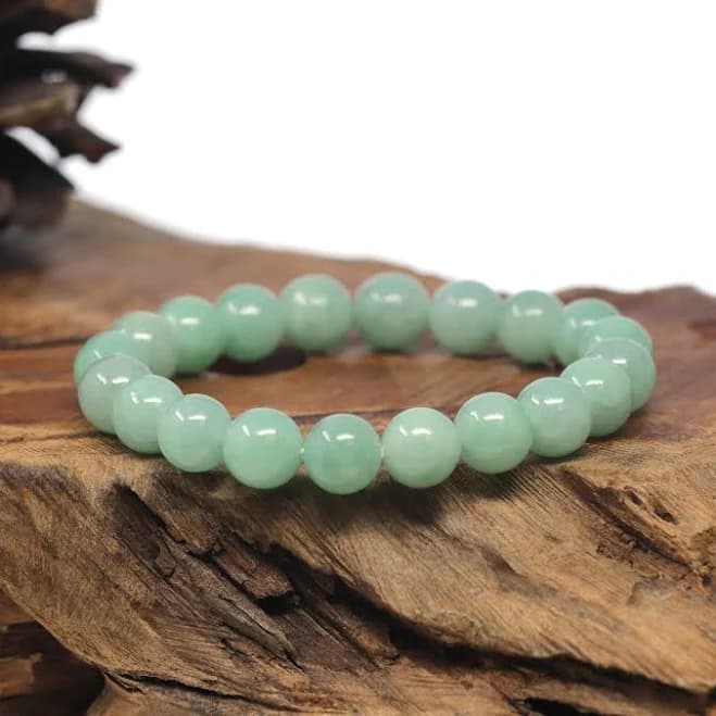 Natural Jadeite Jade Beads Bracelet | Real Jade Jewelry | Baikalla Jewelry 9 inches