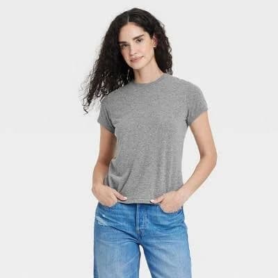 Women's Short Sleeve Crewneck T-Shirt Universal Thread Light Heather