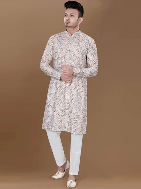 Men's Rayon Sequin Kurta Pyjama
