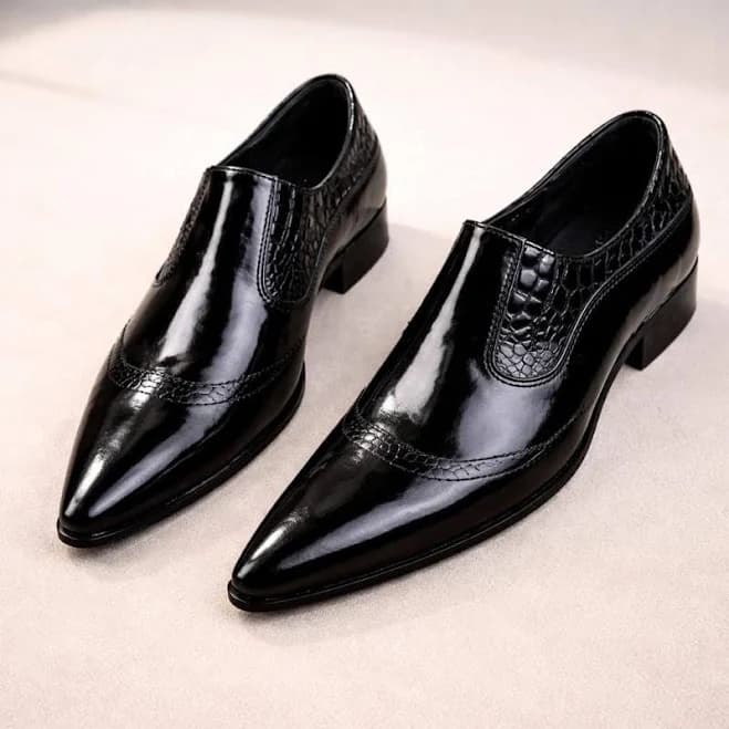 Men's Pointed Toe Slip-On Leather Dress Shoes