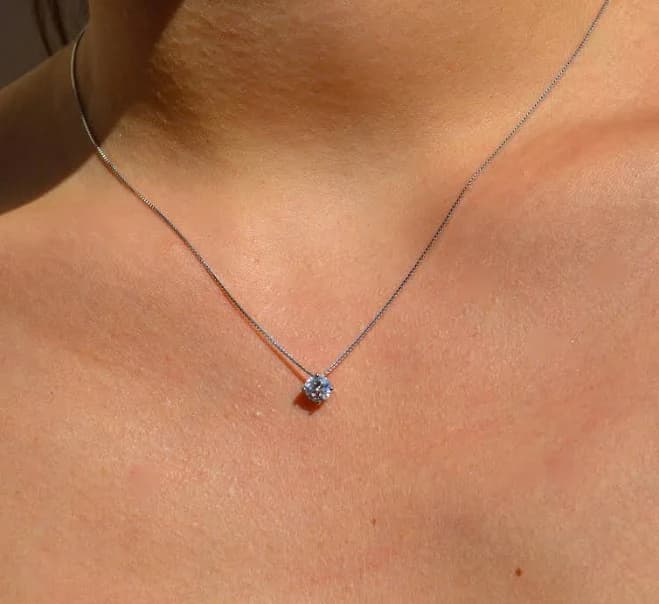 925 Silver White Zirconia Solitaire Necklace