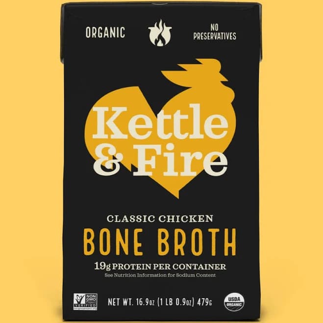6 Pack | Shelf-Stable Chicken Bone Broth Soup - Natural, Paleo, & Keto Friendly Emergency Food | Kettle & Fire (16.9oz)
