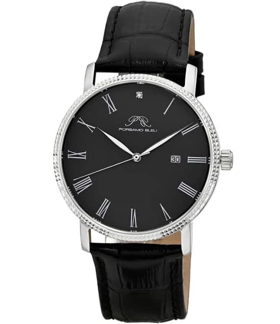 Porsamo Bleu Men's Veritas 1 Genuine Leather Band Watch