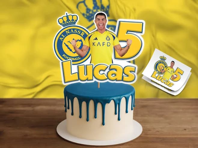 Ronaldo CR7 Cake Topper: Al-Nassr Theme (Digital File)