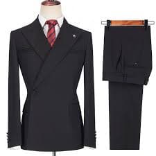 Dayton Fashion Black Peaked Lapel Slim Fit Men Suits for Prom | Allaboutsuit