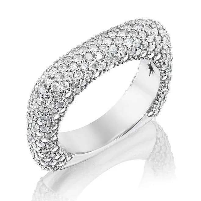 Sheryl Lowe Sterling Silver Square Diamond Ring