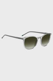 HUGO - Transparent-grey sunglasses with green logo - Light Grey
