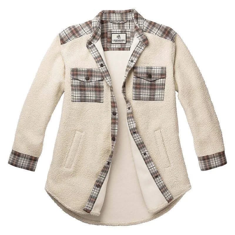 Legendary Whitetails Women's Sherpa Shacket Boucle Plaid Jacket