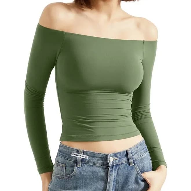 Off Shoulder Long Sleeve Shirt